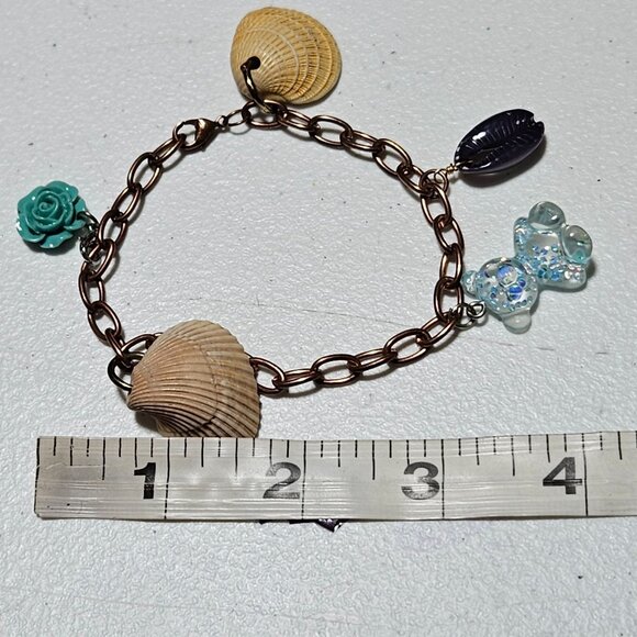 Seashell Teddy Bear Rose Charm Bracelet Copper Chain Beach Fashion Jewelry Women - Picture 8 of 8